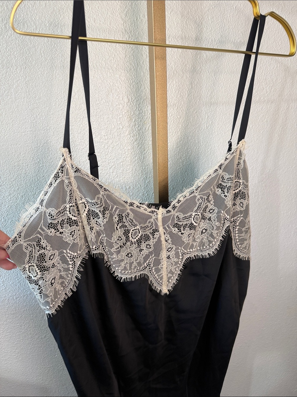 wild fable Black maxi Slip Dress with Cream Lace Trim- Size XXL- NWT - Picture 3 of 7